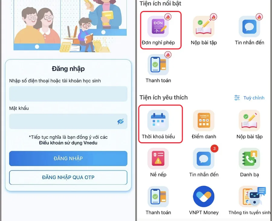 Cách sử dụng Vnedu để tra cứu thời khóa biểu và ngày nghỉ