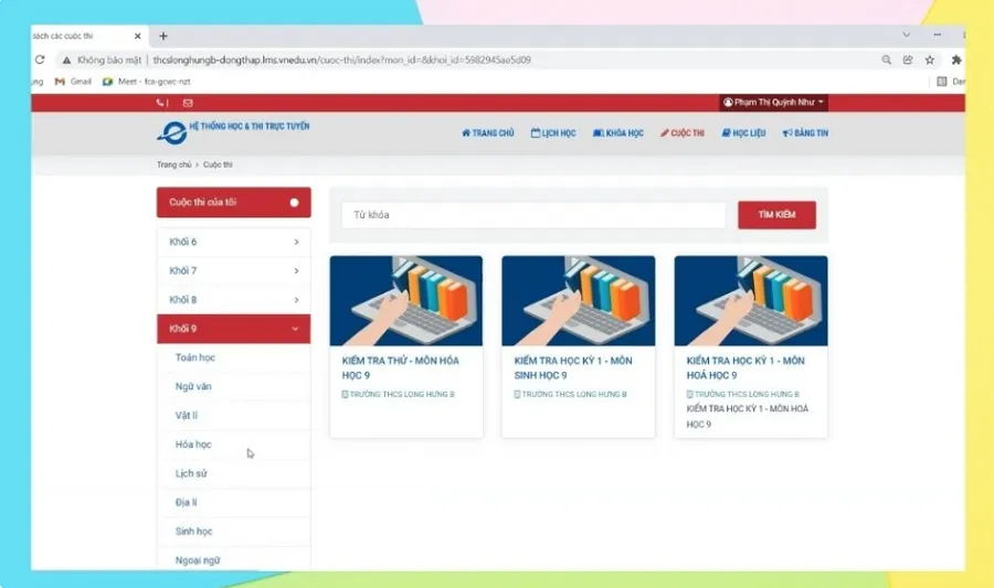 Cách thi online trên phần mềm Vnedu LMS 