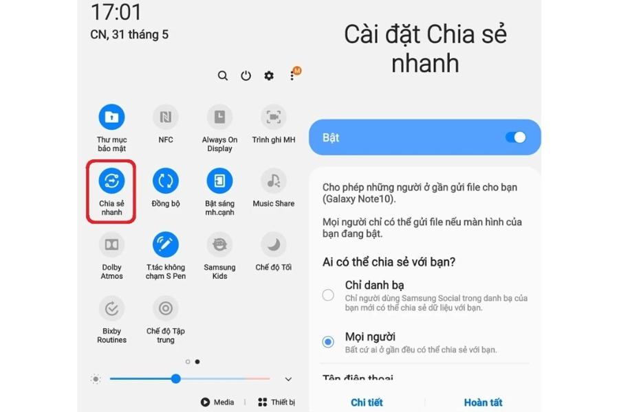 Sử dụng tính năng Chia sẻ nhanh (Quick Share) trên Android Sử dụng tính năng Chia sẻ nhanh (Quick Share) trên Android