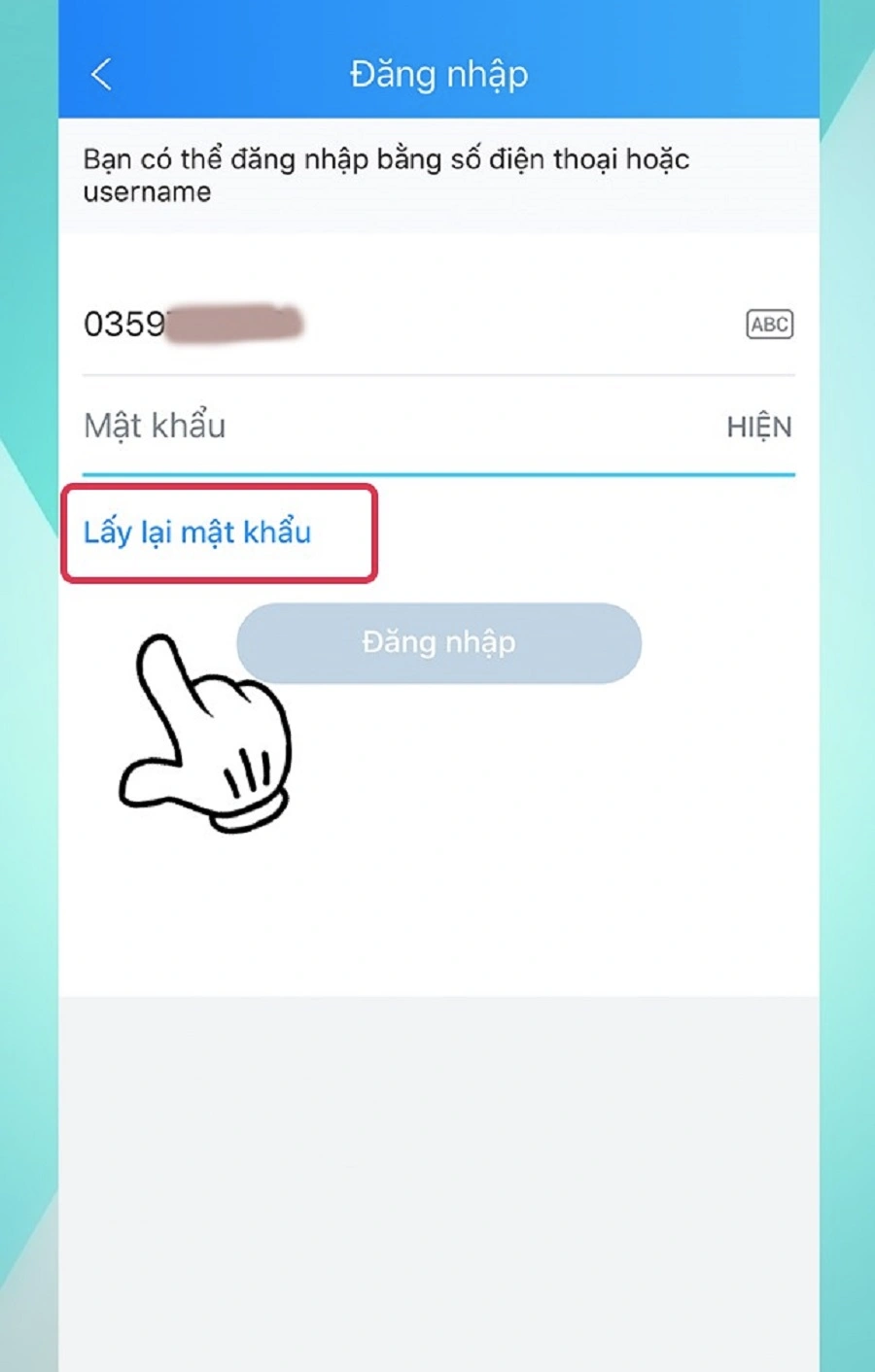 cach lay lai mat khau zalo 2