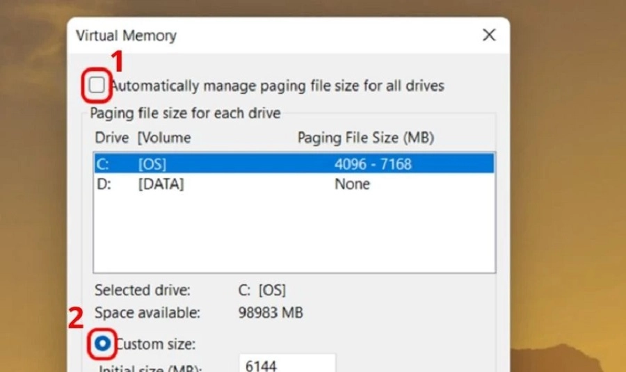 Cách set RAM ảo 5