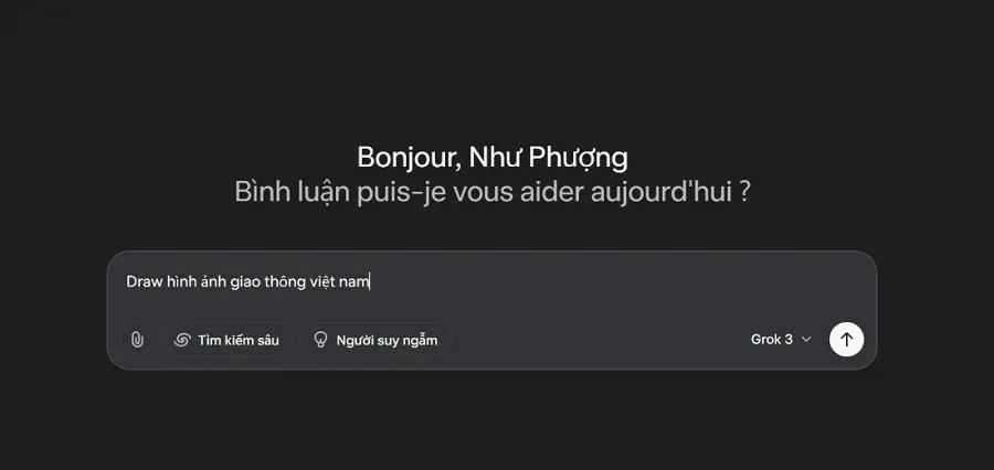 Nhập câu lệnh vào Grok 3 AI 