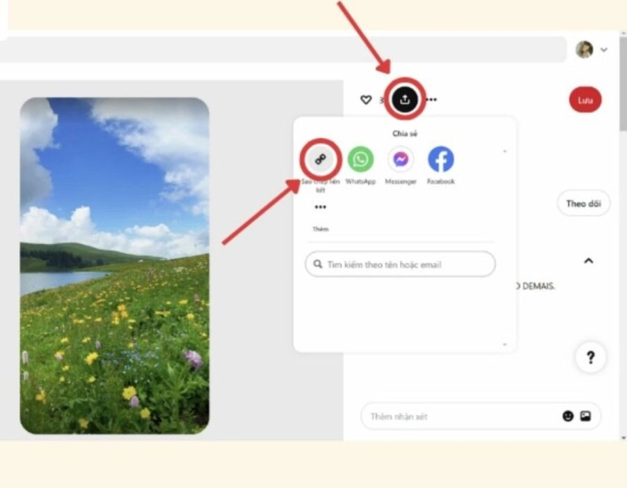 Mở Pinterest bằng trình duyệt web
