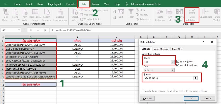 Cách tạo Drop List trong excel dễ dàng cho dân văn phòng