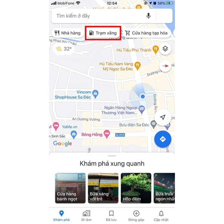 Tìm trạm xăng gần đây nhất bằng website bản đồ địa phương