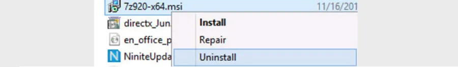 Chỉ cần nhấp chuột phải vào tệp cài đặt gốc > Chọn lệnh Uninstall