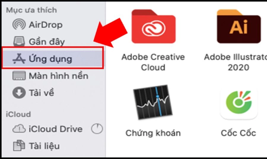 Di chuyển ứng dụng vào Thùng rác Di chuyển ứng dụng vào Thùng rác