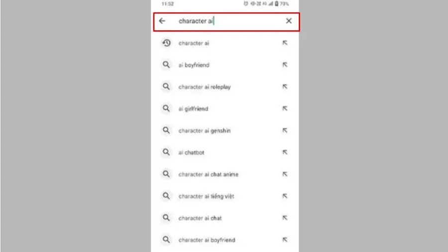 Tìm kiếm từ khóa "Character AI"