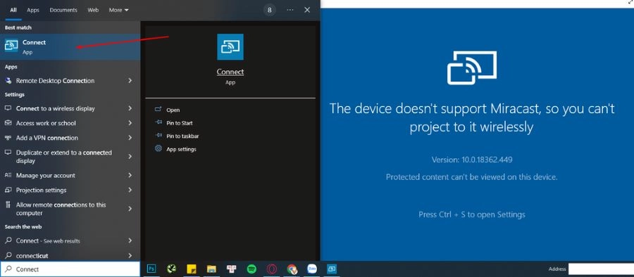 Sử dụng tính năng Connect (Miracast) có sẵn trên Windows 10/11