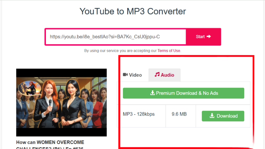 Chọn định dạng MP3 và tải xuống