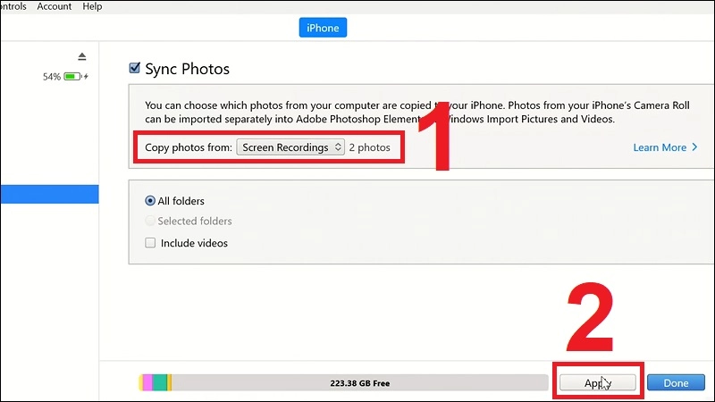 Sử dụng iTunes chuyển ảnh từ máy tính vào iPhone 