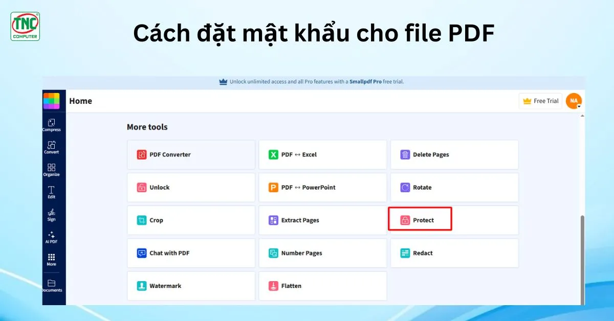 đặt password cho file pdf