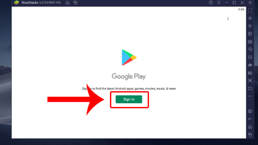 Nhấn Sign in để đăng nhập tài khoản Google của bạn