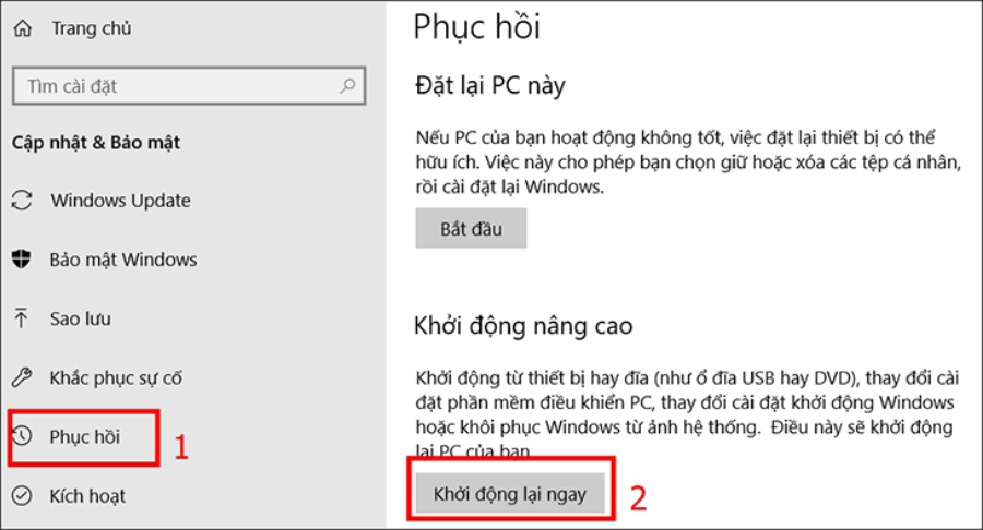 Khởi động lại máy tính