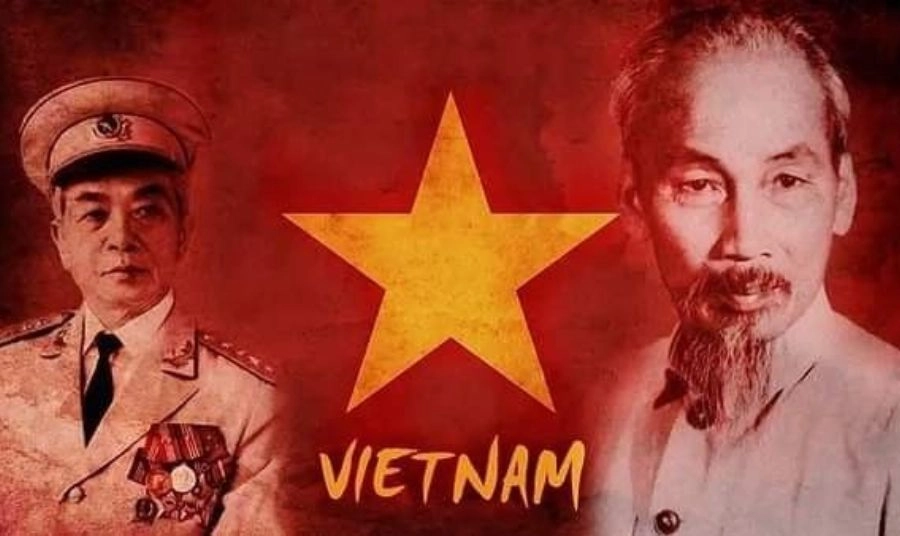 Hình nền lá cờ Việt Nam với Bác Hồ vĩ đại