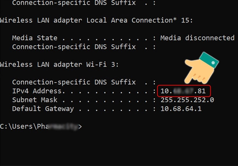 check IP bằng Command Prompt b3