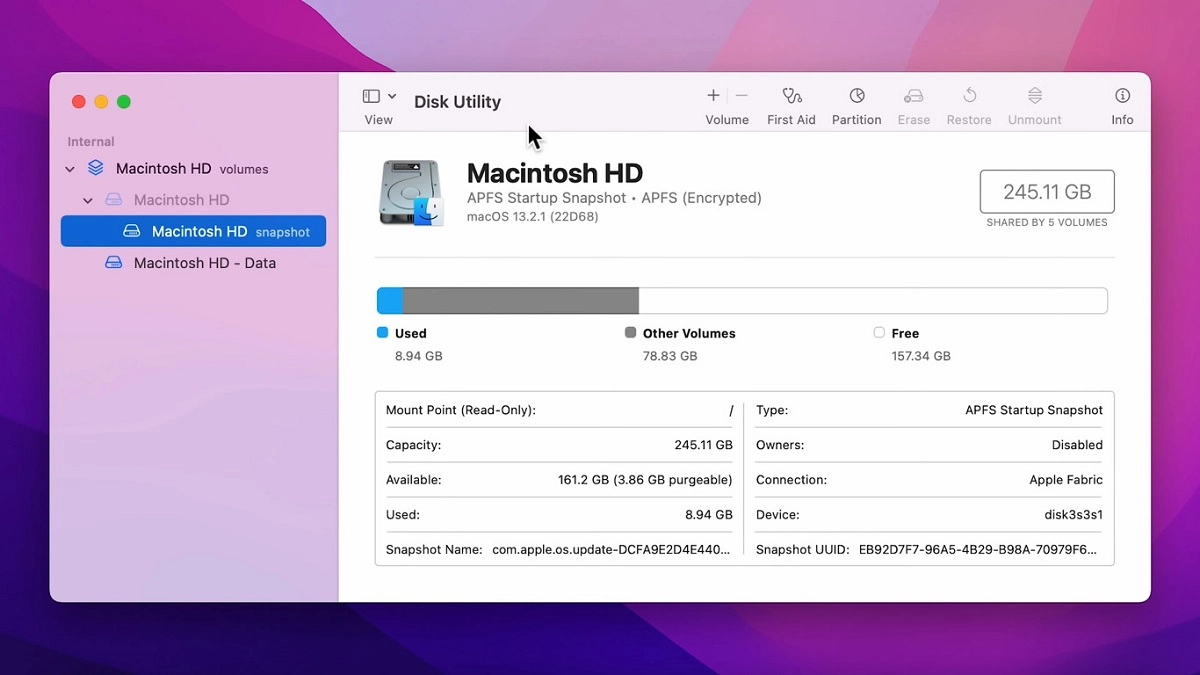 Kiểm tra chi tiết bằng Disk Utility (Tiện ích ổ đĩa) Kiểm tra chi tiết bằng Disk Utility (Tiện ích ổ đĩa)