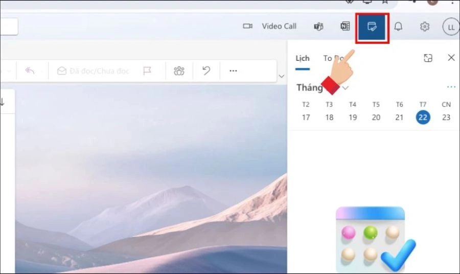 Mở Outlook Calendar. Truy cập Outlook