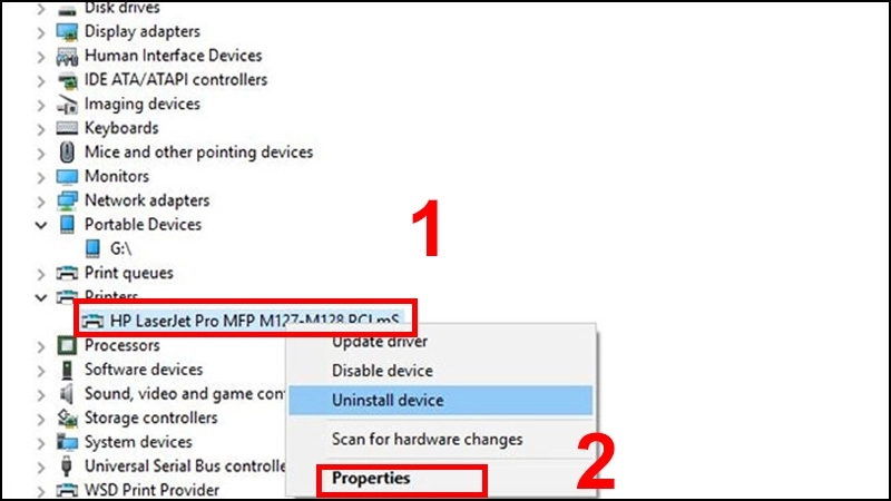 Ngắt kết nối cáp máy in với máy tính