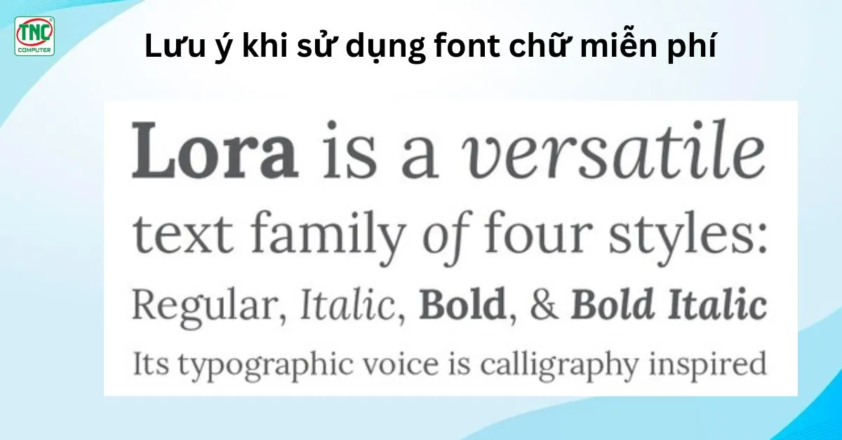Lưu ý khi sử dụng font chữ miễn phí