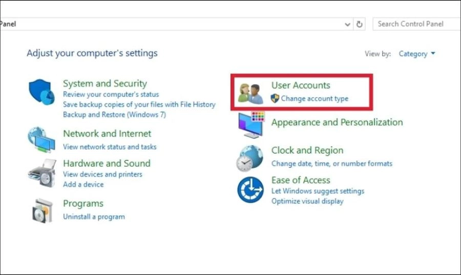 Dùng tài khoản Administrator khác để đổi mật khẩu nhanh chóng