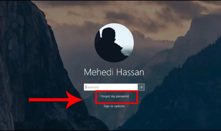 Sử dụng tùy chọn “I forgot my password” trên màn hình đăng nhập