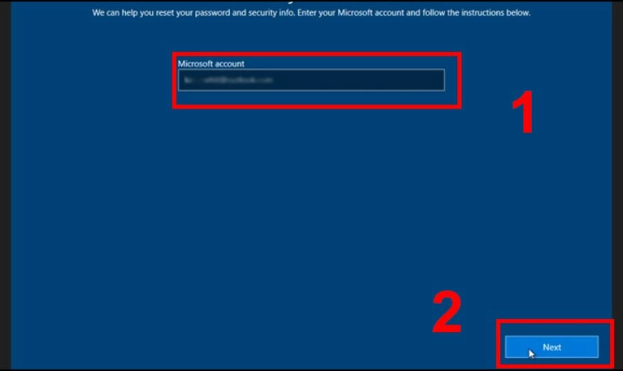 Nhập email liên kết với tài khoản Microsoft → nhấn Next