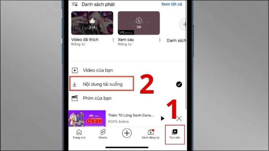 Để xem lại video đã tải, truy cập vào Thư viện
