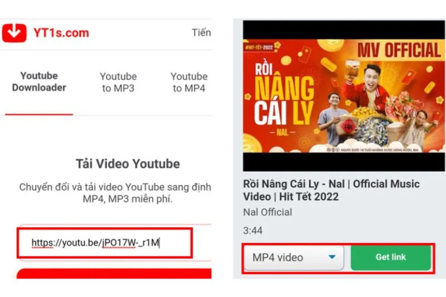 Tải video YouTube về điện thoại, máy tính bằng yt1s.com