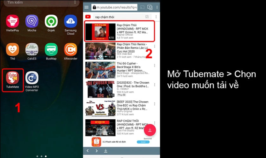 Khởi động ứng dụng và tìm video cần tải
