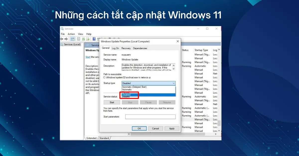 tắt chế độ update win 11