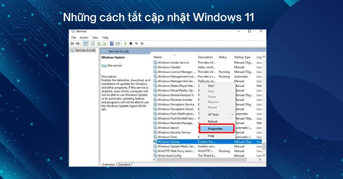 tat window update trong win 11
