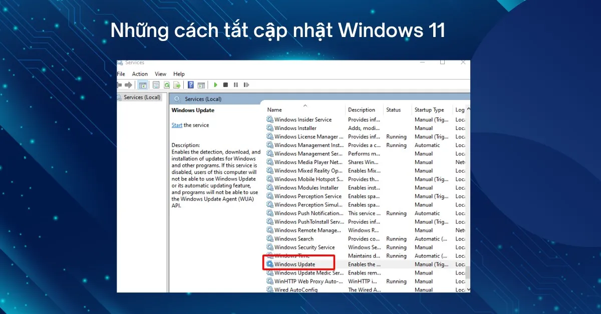 cách tắt update win 11