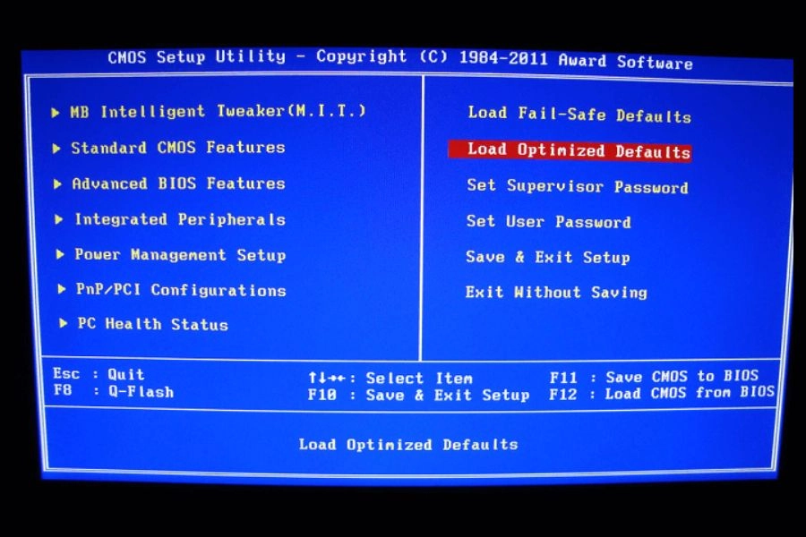 Đưa BIOS laptop dell về cài đặt mặc định
