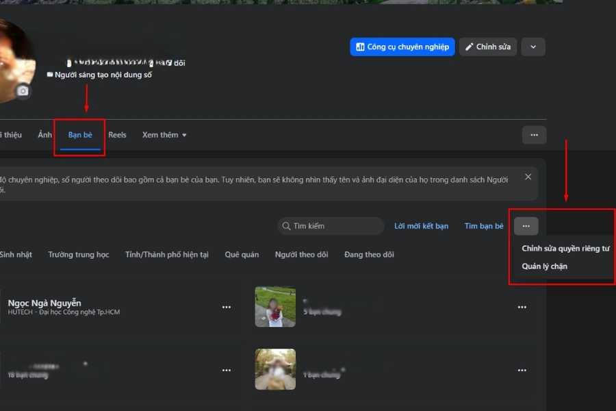 Chỉnh sửa quyền riêng tư bạn bè trên facebook Chỉnh sửa quyền riêng tư bạn bè trên facebook