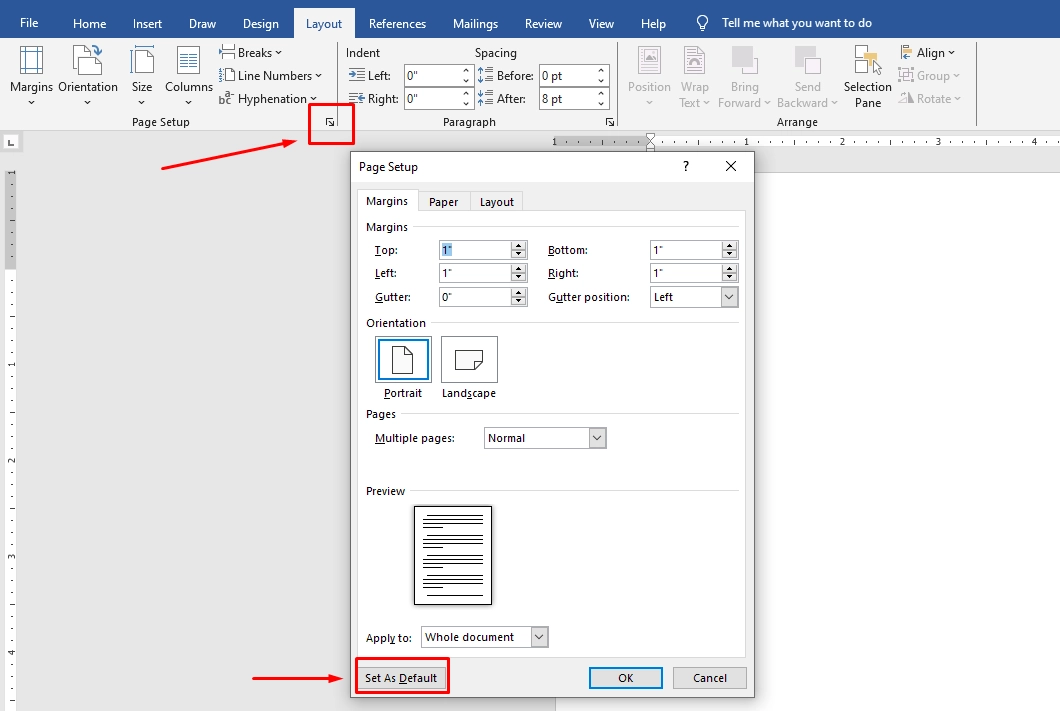 Thiết lập lề mặc định cho Word (Set as Default) Thiết lập lề mặc định cho Word (Set as Default)