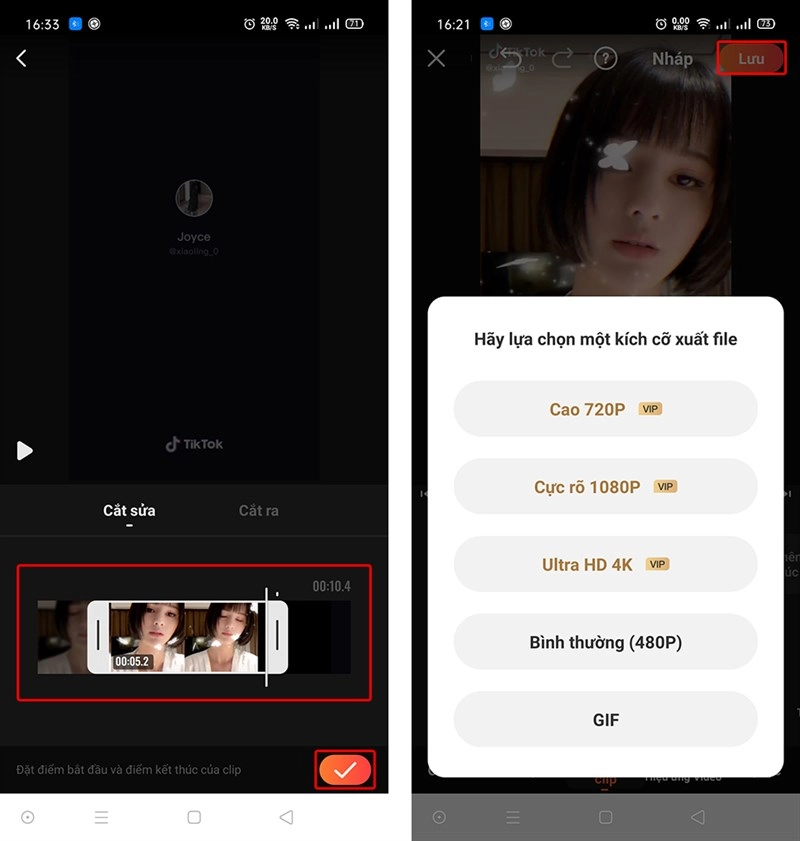 Xác nhận và xuất file Sau khi khoanh vùng xong đoạn video chuẩn xác