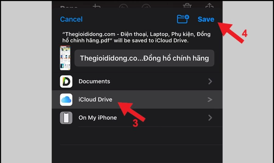 Chọn vị trí lưu