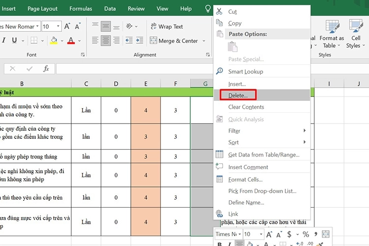 Xóa các ô, hàng, cột chưa sử dụng trong Excel