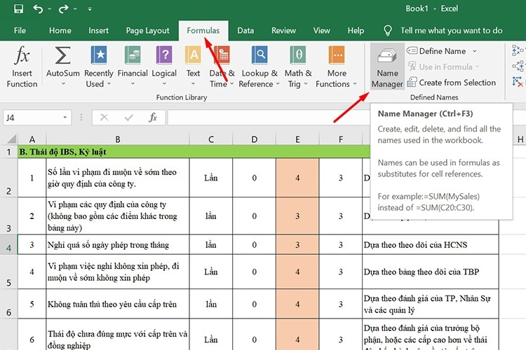 Phạm vi được đặt tên Xóa trong tệp Excel
