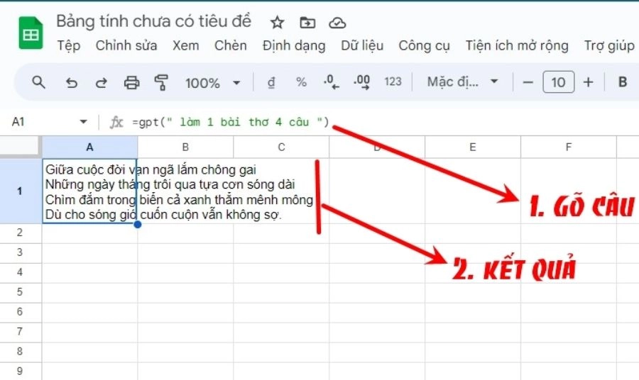 Cách sử dụng ChatGPT trong Google Sheet