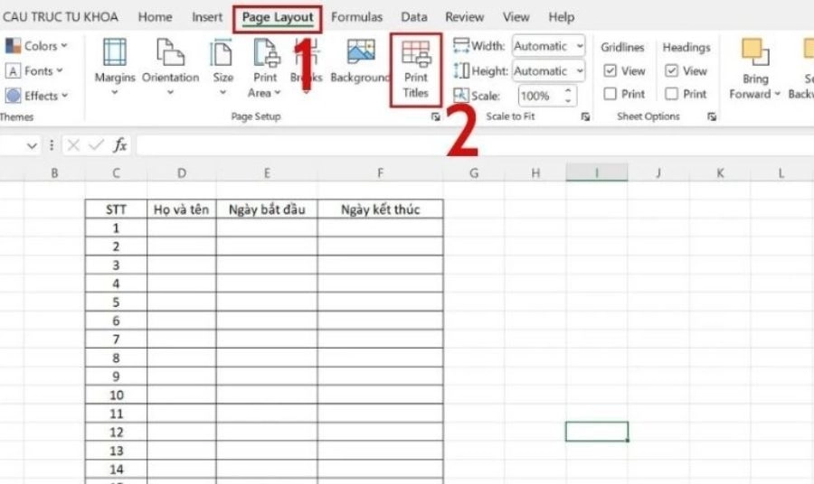 Cách lặp lại tiêu đề trong Excel khi ở nhiều trang