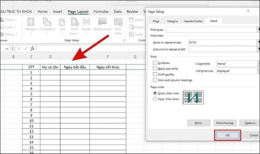 Kiểm tra bản in. Nhấn Print Preview hoặc vào File > Print để xem trước tài liệu