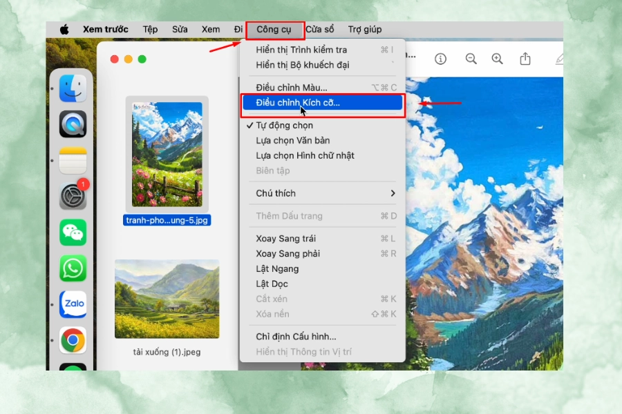 Điều chỉnh size ảnh bằng công cụ Preview Điều chỉnh size ảnh bằng công cụ Preview