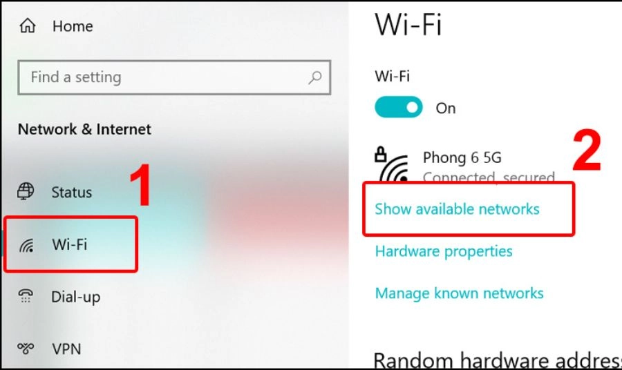 Kiểm tra phím tắt và biểu tượng WiFi
