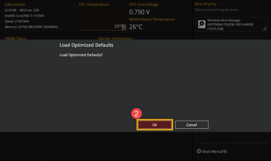 Khôi phục thiết lập mặc định trong BIOS