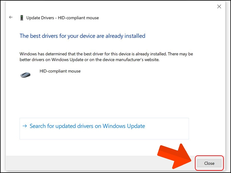 Hoàn tất quá trình cập nhật. Sau khi hoàn tất quá trình tìm kiếm và cài đặt, Windows sẽ thông báo kết quả