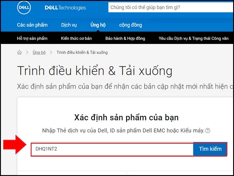 Truy cập trang tải xuống trình điều khiển chính thức của Dell