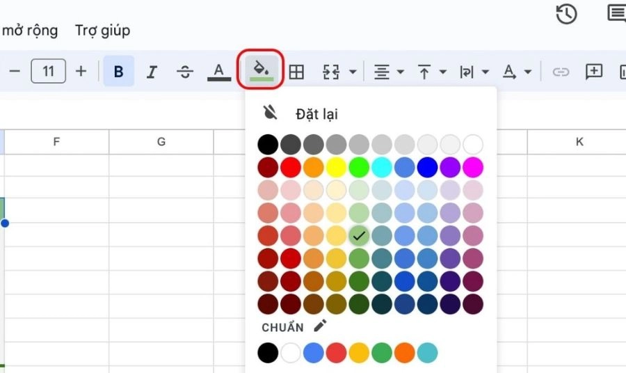 Tô màu hàng tiêu đề