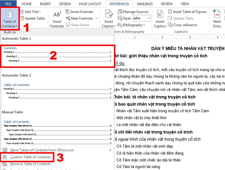 Cách tạo mục lục trong Word Cách tạo mục lục trong Word
